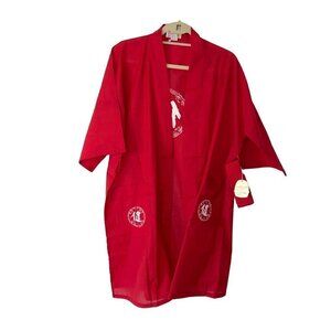 Longevity Womens Robe Red Size XL Vintage Short Kimono Style Belt Pocket NWT New